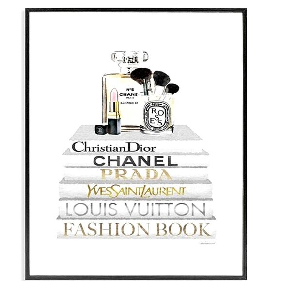 Amanda Greenwood Chanel Fashion Book Stack Framed Wall Decor - Picture 1 of 7